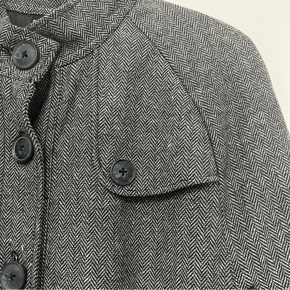 Dark Grey Herringbone Cape Single-breasted button Women's Size L/XL - Picture 3 of 10